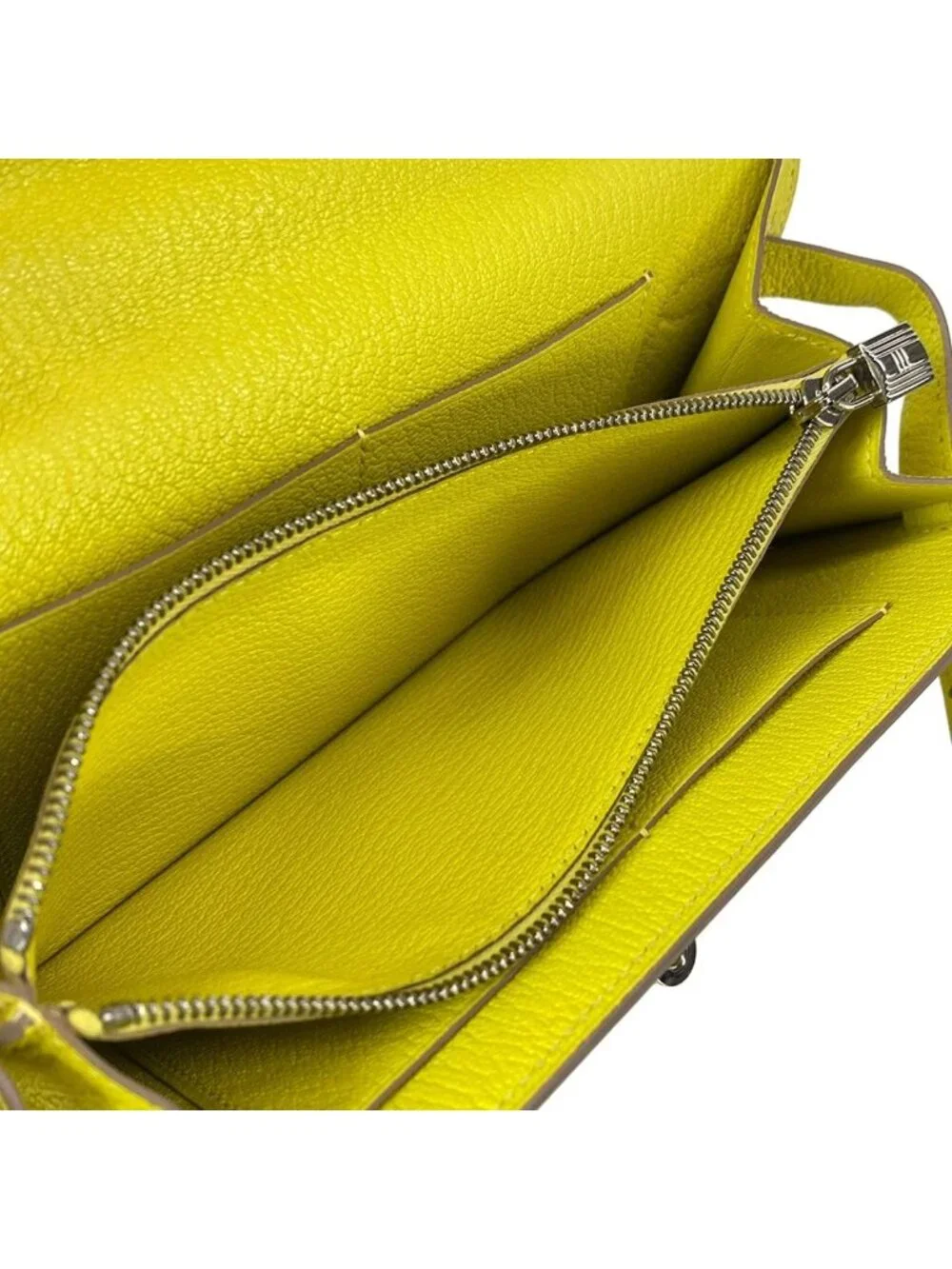 Hermes Wallet Kelly Long Tougo Lime Shoulder Silver